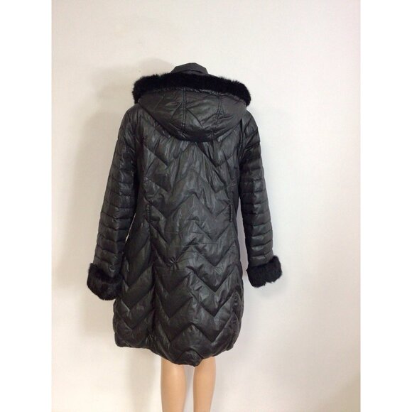 Via Spiga Down Jacket Puffer Coat Real Fur Trim Womens Large - Picture 5 of 8